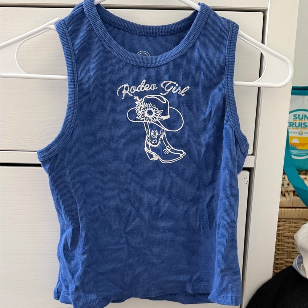 Rodeo Girl Blue Tank Top